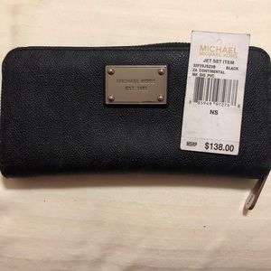 Black MK Zipper Wallet